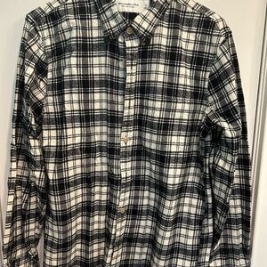 Abercrombie & Fitch Men's Black and White Checkered Shirt